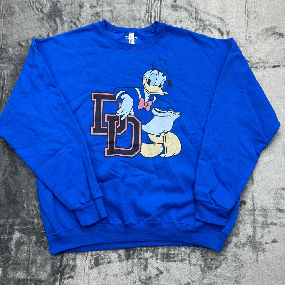 Disney Donald Duck Blue Jerzees Sweatshirt Size XL Mens‎ or Women no stretching